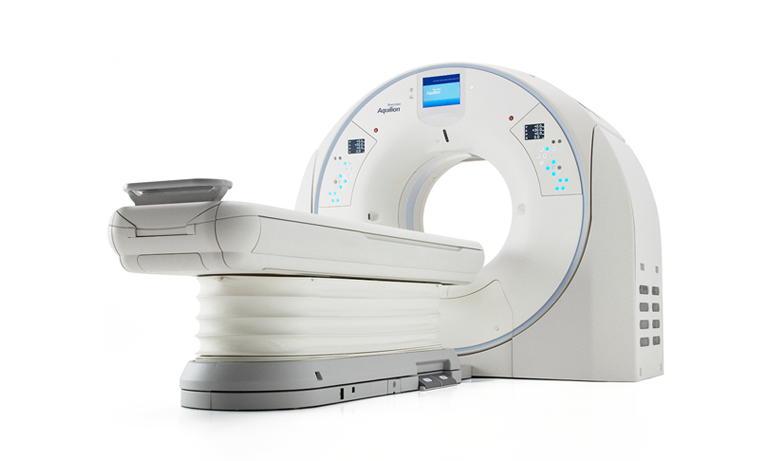 3/4 front view from the right of Aquilion One Precision CT scanner