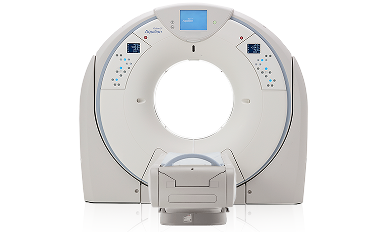 Front view of Canon Aquilion One Prime SP CT scanner