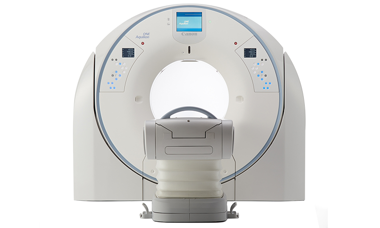 Front view of Aquilion Prism CT scanner